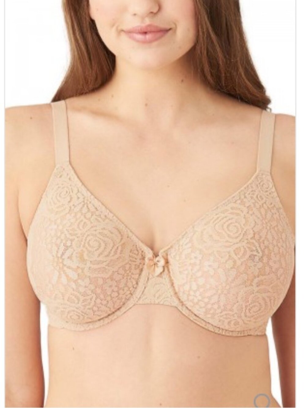 Wacoal Halo Lace Underwire Bra Sheer Nude Beige Unlined Unpadded new size 34dd